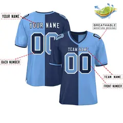 Navy Powder Blue Split Two Tone Authentic Football Jersey 2