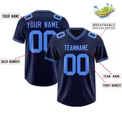 Navy Powder Blue Square Neckline Football Jersey 2