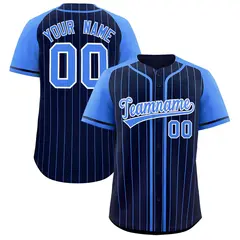 Navy Powder Blue Stripe Raglan Baseball Jersey 1