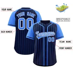 Navy Powder Blue Stripe Raglan Baseball Jersey 2
