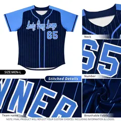 Navy Powder Blue Stripe Raglan Baseball Jersey 5