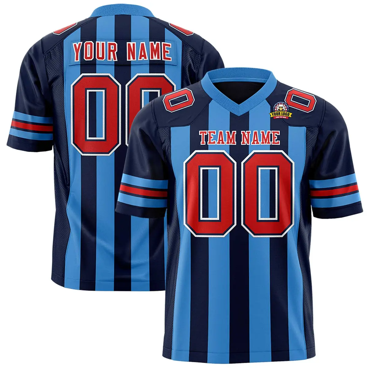 Navy Powder Blue Thick Stripe Authentic Football Jersey