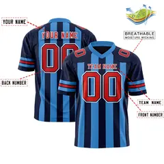 Navy Powder Blue Thick Stripe Authentic Football Jersey 2
