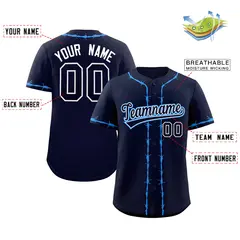 Navy Powder Blue Thorns Ribbed Baseball Jersey 2