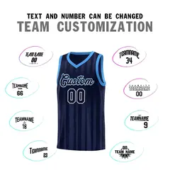 Navy Powder Blue Vertical Stripe Basketball Team Jersey 3