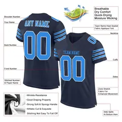 Navy Powder Blue-White Classic Mesh Football Jersey 2