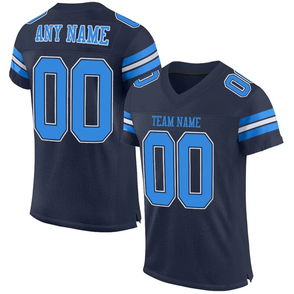 Navy Powder Blue-White Classic Mesh Football Jersey