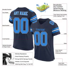 Navy Powder Blue-White Classic Mesh Football Jersey 2