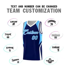 Navy Powder Blue White Color Block Basketball Jersey 4
