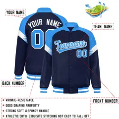 Navy Powder Blue-White Color Block Varsity Letterman Jacket 2