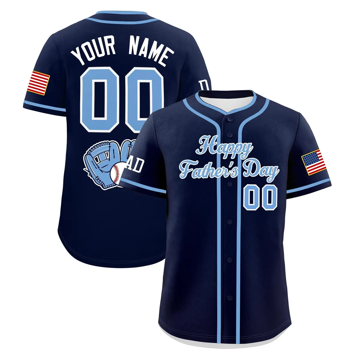 Navy Powder Blue White Father's Day Classic Baseball Jersey