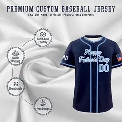 Navy Powder Blue White Father's Day Classic Baseball Jersey 3