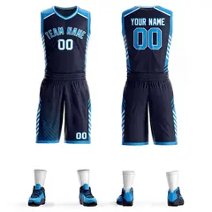 Navy Powder Blue-White Graffiti Bar Element Basketball Jersey