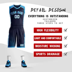 Navy Powder Blue-White Graffiti Bar Element Basketball Jersey 2