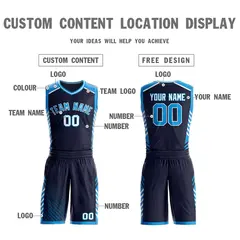 Navy Powder Blue-White Graffiti Bar Element Basketball Jersey 3
