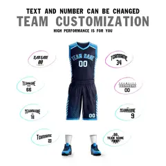 Navy Powder Blue-White Graffiti Bar Element Basketball Jersey 4