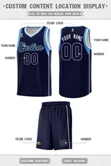 Navy Powder Blue White Sleeve Color Block Basketball Jersey 2