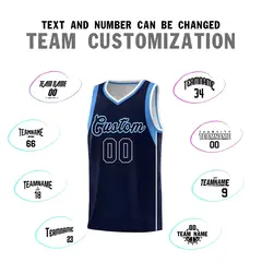Navy Powder Blue White Sleeve Color Block Basketball Jersey 4