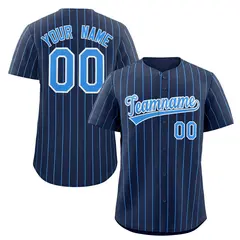 Navy Powder Blue-White Stripe Baseball Jersey