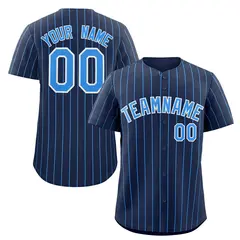 Navy Powder Blue-White Stripe Baseball Jersey