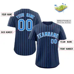 Navy Powder Blue-White Stripe Baseball Jersey 2