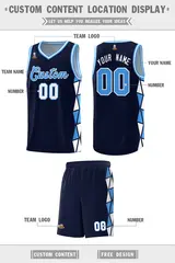 Navy Powder Blue-White Triangle Splicing Basketball Jersey 2