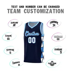 Navy Powder Blue-White Triangle Splicing Basketball Jersey 3