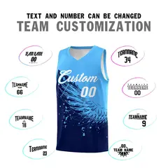 Navy Powder Blue Wing Pattern Basketball Jersey 4