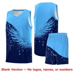 Navy Powder Blue Wing Pattern Basketball Jersey 7