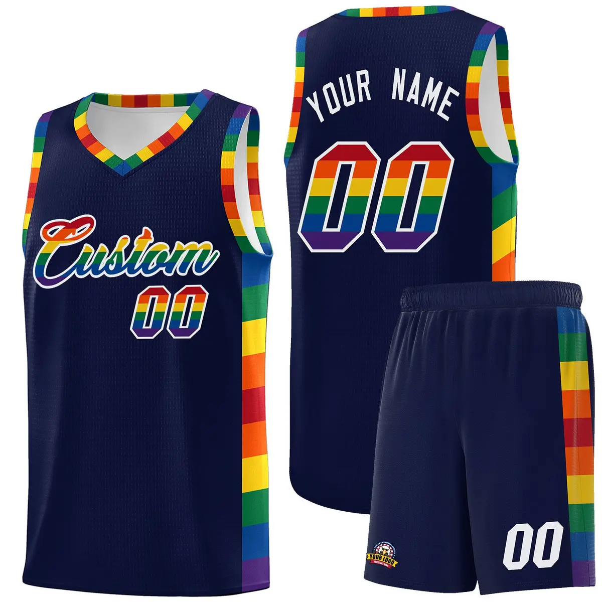Navy Pride Month LGBT Rainbow Basketball Jersey