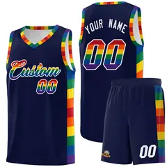 Navy Pride Month LGBT Rainbow Basketball Jersey