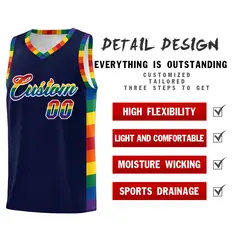 Navy Pride Month LGBT Rainbow Basketball Jersey 2