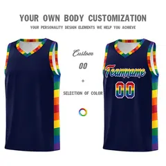 Navy Pride Month LGBT Rainbow Basketball Jersey 3