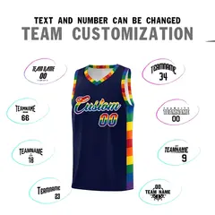 Navy Pride Month LGBT Rainbow Basketball Jersey 4