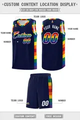 Navy Pride Month LGBT Rainbow Basketball Jersey 5