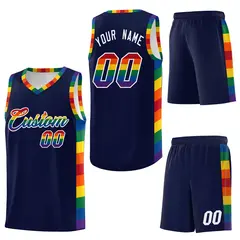 Navy Pride Month LGBT Rainbow Basketball Jersey 6