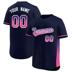 Navy Purple-Pink Gradient Side Baseball Jersey 1
