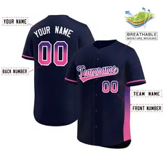 Navy Purple-Pink Gradient Side Baseball Jersey 2