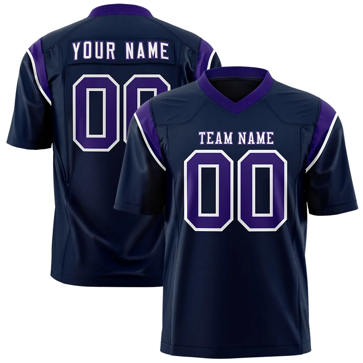 Navy Purple Shoulder Cut Two-Tone Flag Football Jersey