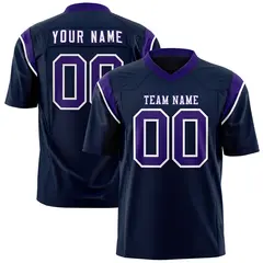 Navy Purple Shoulder Cut Two-Tone Flag Football Jersey 1