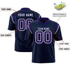 Navy Purple Shoulder Cut Two-Tone Flag Football Jersey 2