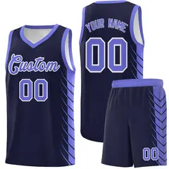 Navy Purple Side Symmetrical Line Pattern Basketball Jersey 1