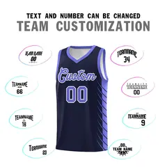 Navy Purple Side Symmetrical Line Pattern Basketball Jersey 4