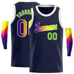Navy Purple-White Classic Casual Basketball Jersey