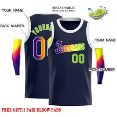 Navy Purple-White Classic Casual Basketball Jersey 2