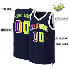 Navy Purple-White Classic Gradient Fashion Basketball Jersey 2