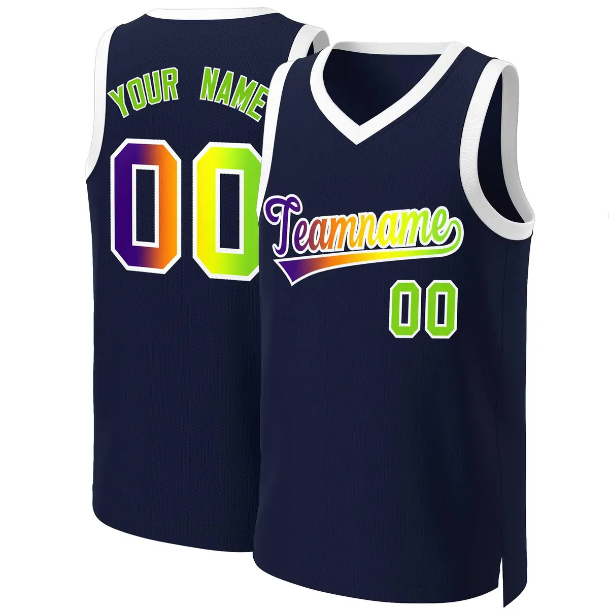 Navy Purple-White Classic Gradient Fashion Basketball Jersey