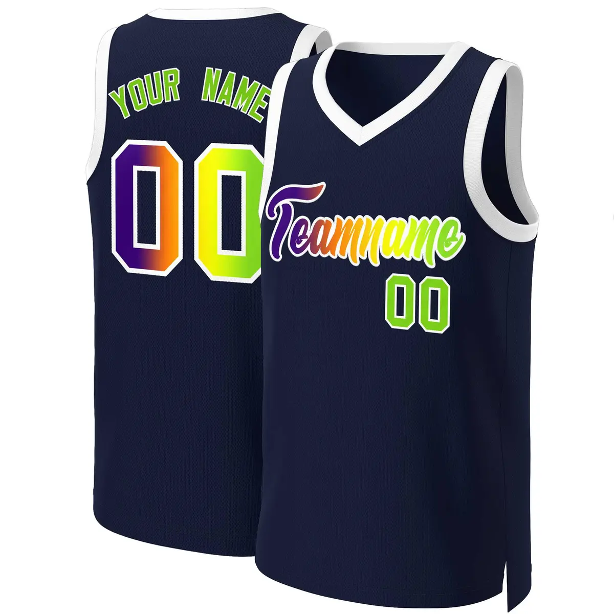 Navy Purple-White Classic Gradient Fashion Basketball Jersey