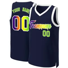 Navy Purple-White Classic Gradient Fashion Basketball Jersey 1
