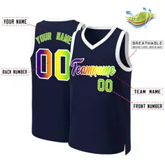 Navy Purple-White Classic Gradient Fashion Basketball Jersey 2